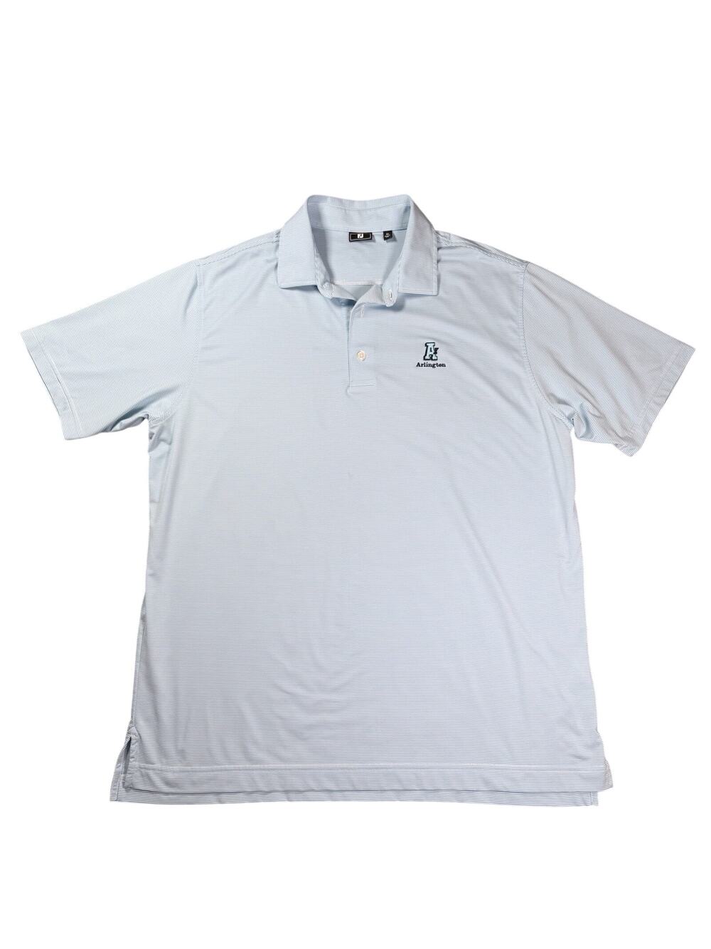 Footjoy‎ Golf Blue White Striped XL Polo Embroidered Arlington Logo